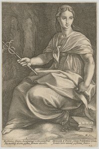 Polyhymnia, blad 8 i serien «Ni muser» af Hendrick Goltzius
