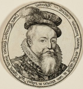Robert Dudley, jarl af Leicester (1532-1588), engelsk adelsmand, generalguvernør i De Forenede Provinser i 1585-87 af Hendrick Goltzius