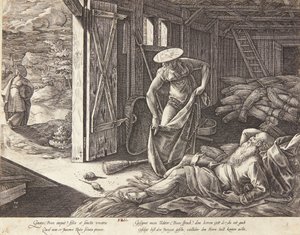 Ruth og Boaz på tærskepladsen af Hendrick Goltzius