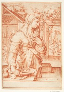 Sarah i køkkenet af Hendrick Goltzius