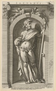 Saturn, blad 1 i serien «Otte antikke guddomme» af Hendrick Goltzius