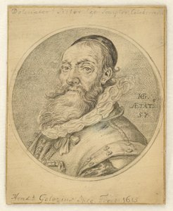 Selvportræt. Rund i et rektangel af Hendrick Goltzius
