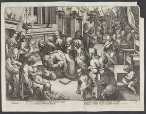 Sankt Paulus oprejste Eutychus af Hendrick Goltzius