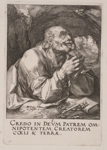 Peter, fra Kristus, apostlene og Paulus med trosbekendelsen af Hendrick Goltzius