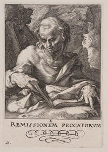 Simon, fra Kristus, apostlene og Paulus med trosbekendelsen af Hendrick Goltzius