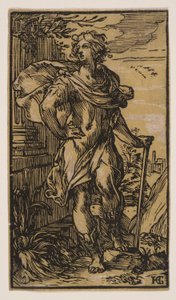 Stående ung mand med stok af Hendrick Goltzius