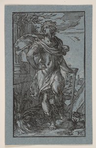 Stående ung mand med stok af Hendrick Goltzius