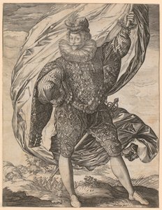 Stående fanebærer med hovedet vendt mod venstre af Hendrick Goltzius