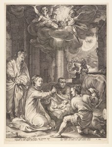 Hyrdernes tilbedelse, fra Kristi fødsel og tidlige liv af Hendrick Goltzius