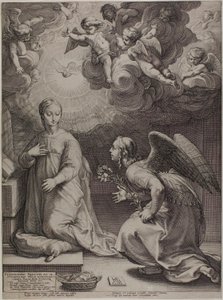 Bebudelsen, plade en fra The Birth and Early Life of Christ af Hendrick Goltzius