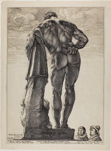 Farnesian Hercules, plade en fra Three Famous Antique Sculptures af Hendrick Goltzius