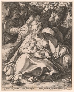 Den hellige familie under et kirsebærtræ af Hendrick Goltzius
