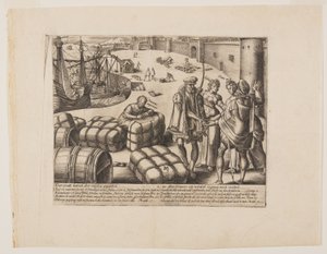 Den uvidende notar, fra Litis Abusus (Lovens misbrug) af Hendrick Goltzius