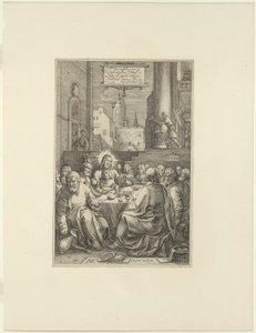 Den sidste nadver, tallerken en fra The Passion of Christ af Hendrick Goltzius