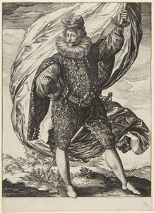 Fane-bæreren, vendt mod højre af Hendrick Goltzius