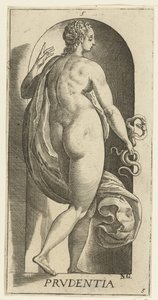 Advarsel Prudentia (titel på objekt) De syv dyder (serietitel) af Hendrick Goltzius