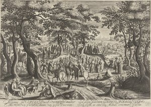 Johannes Døberen prædiker for mængden af Hendrick Hondius (I)