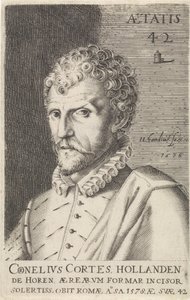 Portræt af Cornelis Cort Illustrious artists (serietitel) af Hendrick Hondius (I)