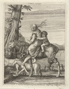 Kvinde og barn til hest af Hendrick Hondius (I)