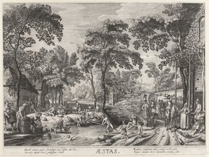 Sommer, et selskab ved en sø Aestas (titel på objekt) De fire årstider (serietitel)