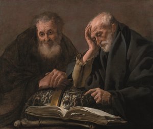 Demokrit og Heraklit, ca. 1619-20 (olie på lærred)