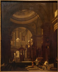 Interiør af en katolsk kirke med kuppel af Hendrick Jurianesz van Streek