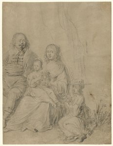 Familiegruppe bestående af et forældrepar og to døtre af Hendrick Martensz. Sorgh (attributed to)