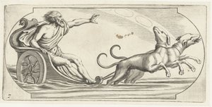 En havgud på en vogn Nouveau Livre des Dieux et Deeßes De la Marine Bouckje of Sea Gods and Goddesses (serietitel) af Hendrick de Keyser (I)