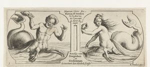 To rum, hver i en Triton Nouveau Livre des Dieux et Deeßes de la Marine Bouckje van Zeegehoden og gudinder (titel på objekt) Nouveau Livre des Dieux et Deeßes de la Marine Bouckje Van Zeegeoden og gudinder (serietitel) af Hendrick de Keyser (I)