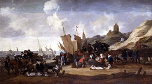 En scene på kysten nær Scheveningen