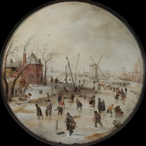 Frozen River with Skaters - Painting by Hendrick Avercamp Dani