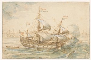 Krigsskib til søs af Hendrick Cornelisz. Vroom