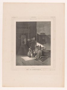 Kvinde i interiør Intérieur du 17me siècle / En gammel ridderbolig (titel på objekt) af Hendrik Frederik Sartor