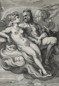 Jupiter og Juno, ca. 1593-94 (gravering på lagt papir) af Hendrik Goltzius