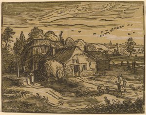 Landskab med et bondehus af Hendrik Goltzius