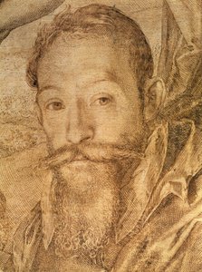 Selvportræt, detalje fra Bacchus, Venus og Ceres, ca. 1606 (pen og brunt blæk) (se 73740)