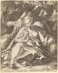 Den hellige familie under et kirsebærtræ af Hendrik Goltzius
