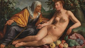 Vertumnus og Pomona, 1613 af Hendrik Goltzius