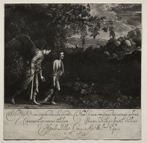 Tobias og englen stor tallerken. af Hendrik Goudt