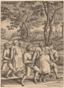 Epileptikere går til højre af Hendrik Hondius I after Pieter Bruegel the Elder