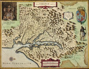 Et kort over Virginia (håndfarvet gravering)