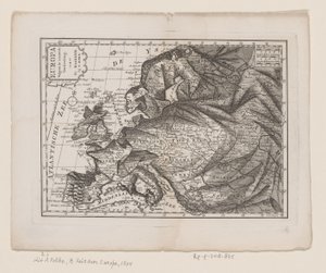 Kort over Europa, som dronning Europa ifølge den seneste inddeling (titel på objekt) af Hendrik Kloekhoff