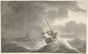 To skibe på havet i storm