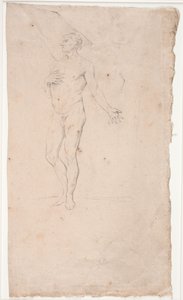 Mandlig modelstudie, stående af Hendrik Krock
