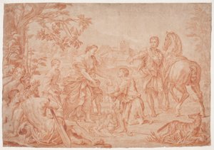 Romulus og Remus (Livy 1, 4). Studie efter Carlo Marattis maleri i Sanssouci, Potsdam (udf. 1692 for Niccolo Maria Pallavicini) af Hendrik Krock