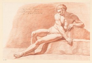 Siddende nøgen mand, set forfra (3. præmie 1779) af Hendrik Louw