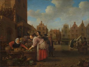 Udsigt over det store marked i Rotterdam, 1654 af Hendrik Maertensz Sorgh