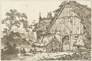 Boerderij met twee mennesker i døråbningen Tolv designs beregnet til brug for dem, der lærer at tegne landskab (serietitel)