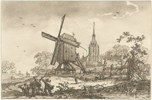 Landskab med en vindmølle og en kirke Tolv designs beregnet til brug for dem, der lærer at tegne landskab (serietitel)