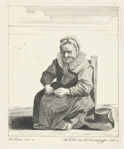 Siddende gammel kvinde med rosenkrans af Hendrik Nieuwenhuysen